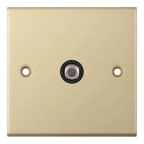 Selectric 1 Gang F-Type Satellite Socket Satin Brass