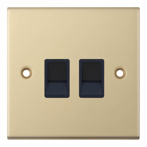 Selectric 2 Gang RJ45 Computer/Data Socket Satin Brass