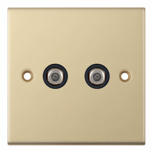 Selectric 2 Gang F-Type Satellite Socket Satin Brass