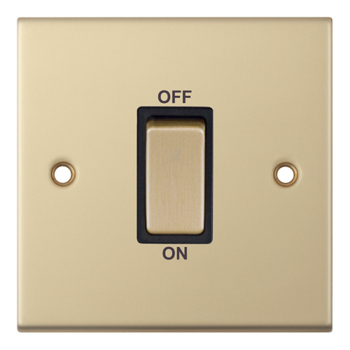 Selectric 45 Amp DP Switch 1 Gang Plate Satin Brass