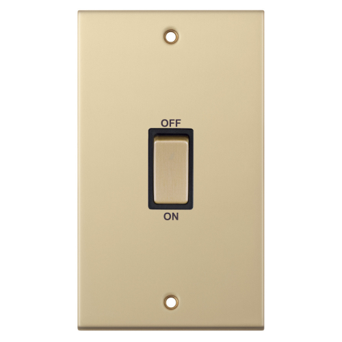 Selectric 45 Amp DP Switch 2 Gang Plate Satin Brass