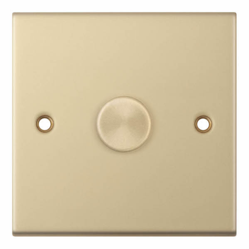 Selectric 1 Gang 2 Way Dimmer Switch 5-100W Push On/Off Satin Brass