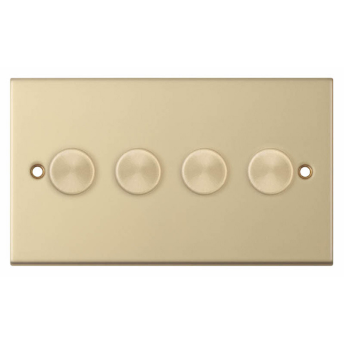 Selectric 4 Gang 2 Way Dimmer Switch 5-100W Push On/Off Satin Brass