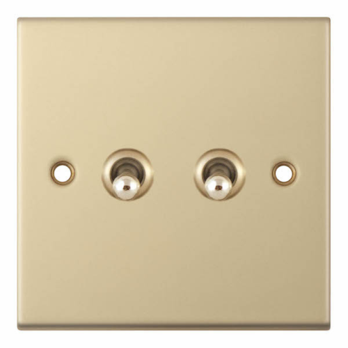 Selectric 10 Amp Toggle Switch 2 Gang 2 Way Satin Brass