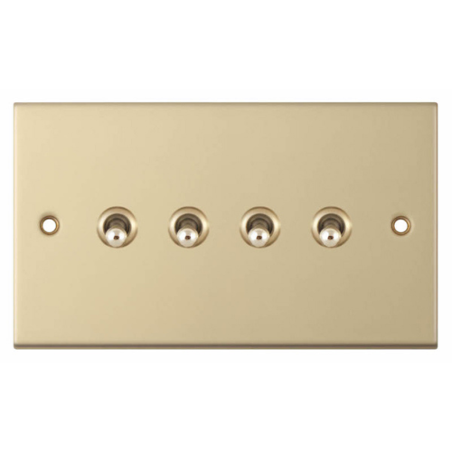 Selectric 10 Amp Toggle Switch 4 Gang 2 Way Satin Brass