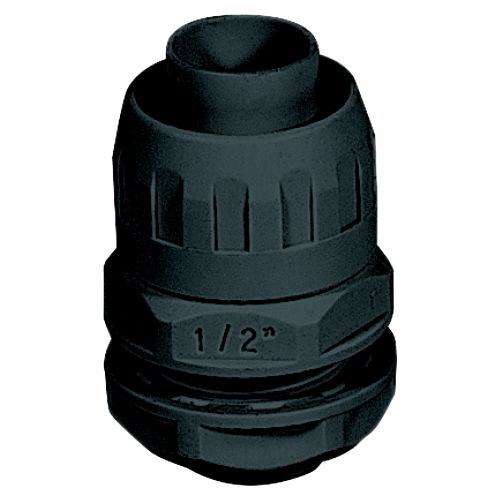 ECGX20MN IP65 Spiral Conduit Box Connector 20mm to M25 Black