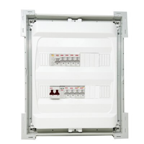 GARO Flush 2 row 28 mod main MCB 8 Way RCCB & 2 x RCBO Surge