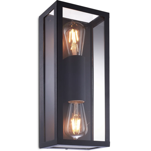 Kosnic Folly Up/Down Box Wall Lantern E27 lamp Black