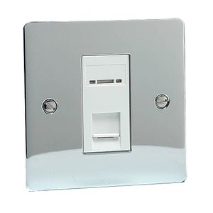 1 Gang RJ45 Socket Polished Chrome White Inserts