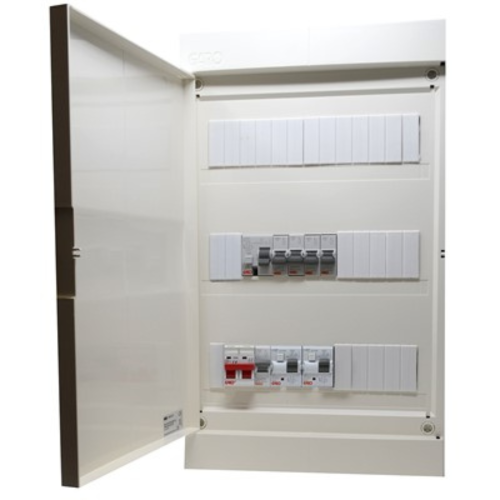 GARO Surface 3 Row 42 Mod Main Isolator 7 Way RCCB & 2 x RCBO 
