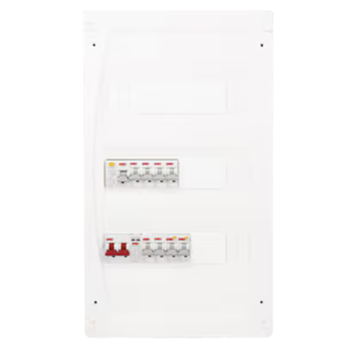 GARO Surface, 3 row, 36 mod, main ISOL 8 Way, RCCB & 2 x RCBO, Surge