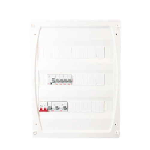 GARO Consumer Unit 3 Row Main Isolator, 5 MCB, RCD, 2 RCBO & Surge