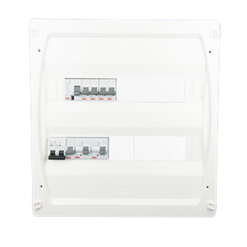 GARO Consumer Unit 2 Row Main MCB, 5 MCB, RCD, 2 RCBO