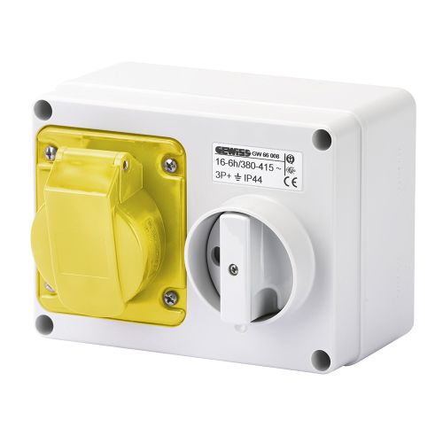 Gewiss 16A Switched Interlocked Socket, 2P+E, 110V, IP44