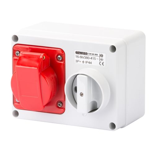 Gewiss 16A Switched Interlocked Socket, 3P+E, 400V, IP44, Red 