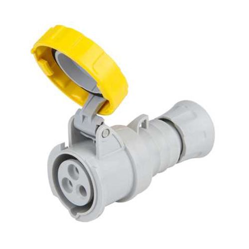 Gewiss 16A Straight Connector, 2P+E, 110V, IP67, Yellow