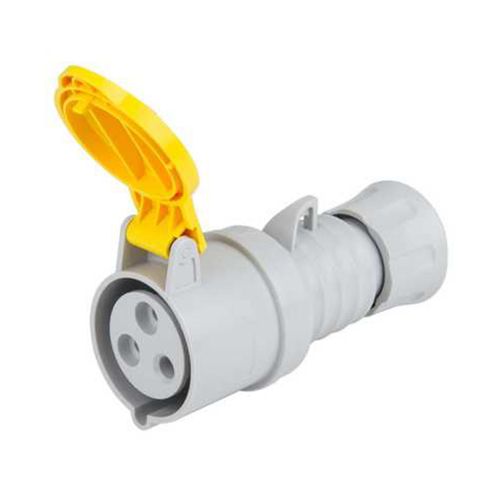 Gewiss 32A Straight Connector, 2P+E, 110V, IP44, Yellow