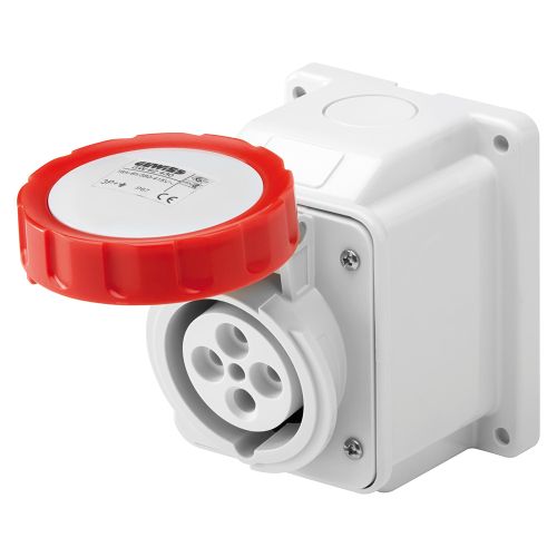 Gewiss 32A Surface Socket, 3P+E, 400V, IP67, Red