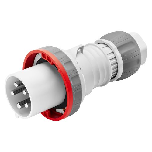 Gewiss 63A Straight Plug, 3P+E+N, 400V, IP67, Red by Meteor Electrical