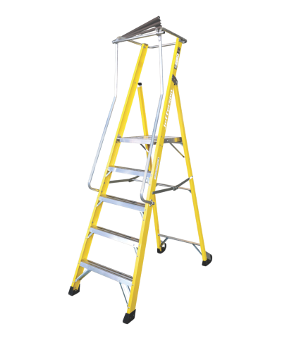 Jefferson Tools Fibreglass Platform Ladder with Handrails (5 Step)