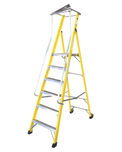 Jefferson Tools Fibreglass Platform Ladder with Handrails (6 Step)