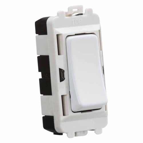 Knightsbridge 20AX 2 way SP module (centre off )- matt white by Meteor Electrical