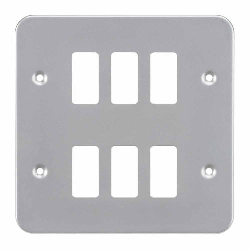 Knightsbridge Metalclad 6G grid faceplate by Meteor Electrical