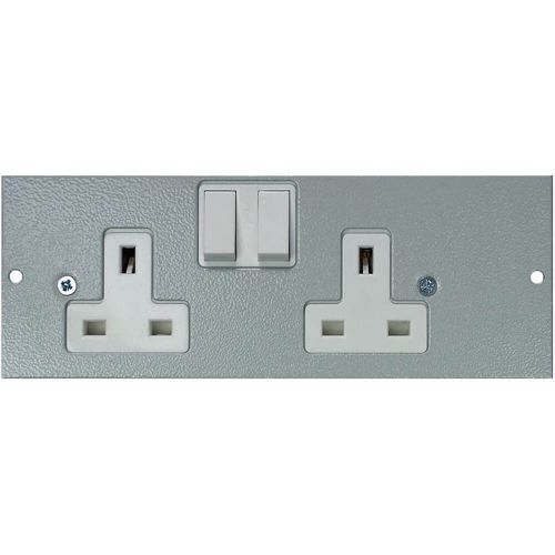 Left Hand Twin Switched Sockets Plate by Meteor Electrical 