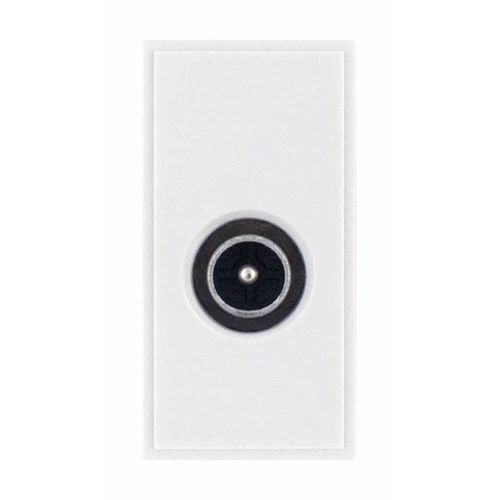 TV/FM Coaxial/Aerial Socket (Male) Non-Isolated - with Faraday Cage - White by Meteor Electrical 