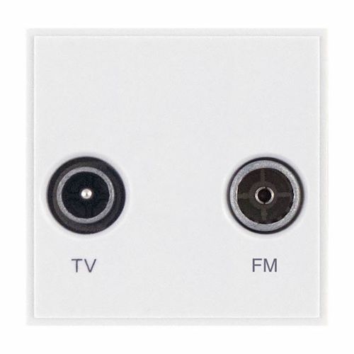 :TV/FM Module - 2 x Coaxial/Aerial (Male & Female) Isolated - with Faraday Cage White by Meteor Electrical 