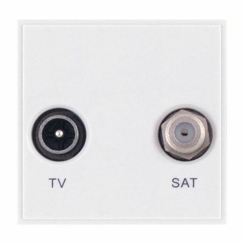 TV/FM / Satellite Module - 1 x Coaxial/Aerial (Male) + 1 x F-Type Satellite - Isolated- White by Meteor Electrical 
