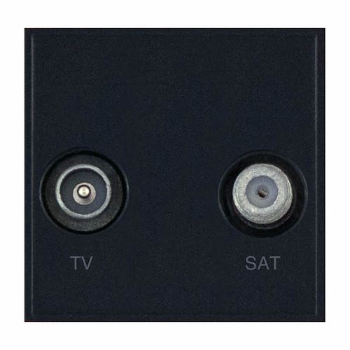 TV/FM / Satellite Module - 1 x Coaxial/Aerial (Male) + 1 x F-Type Satellite - Isolated Black by Meteor Electrical 
