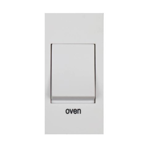 20 Amp Double Pole Module Switch engraved "oven“ by Meteor Electrical 