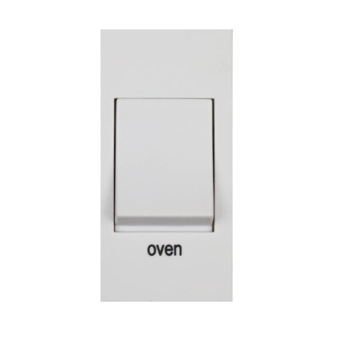 20 Amp Double Pole Module Switch engraved "oven“ by Meteor Electrical 