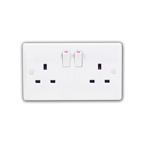 Pearl 13 Amp 2 Gang Switched DP Socket
