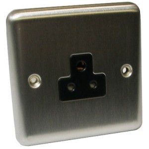 Contactum Brushed Steel 2amp Unswitched Socket