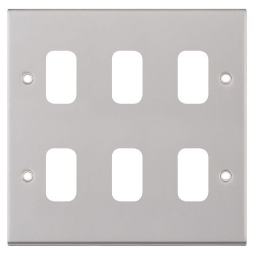 6 Aperture Modular Plate -  Satin Chrome by Meteor Electrical 