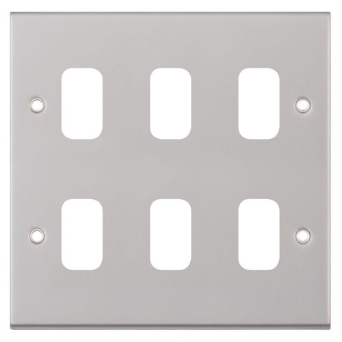 6 Aperture Modular Plate -  Satin Chrome by Meteor Electrical 