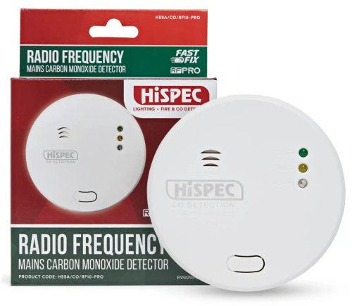 Radio Frequency Fast Fix Mains Carbon Monoxide Detector with 10yr Rechargeable Battery Backup