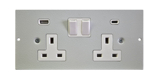 Tass Floorbox Twin Sockets with USB Plate