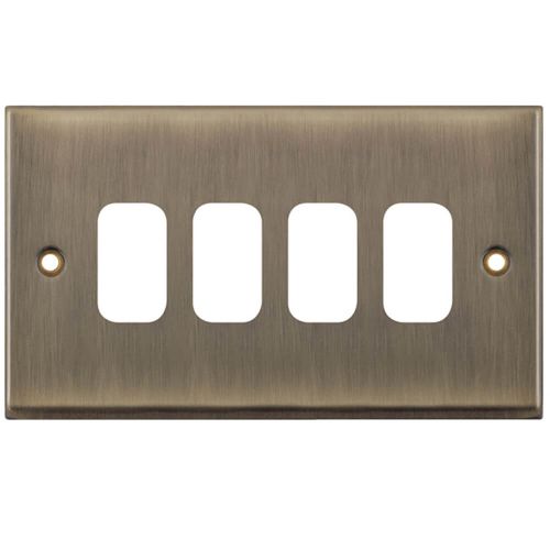4 Aperture Modular Plate  – Antique Brass by Meteor Electrical 