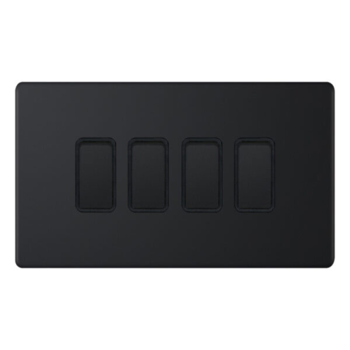 Selectric 10 Amp Plate Switch 4 Gang 2 Way X-Rated Matt Black