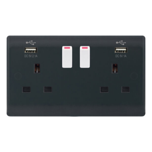 Selectric 13 Amp Switched Socket – 1 x USB Type A (2.1A  1A)