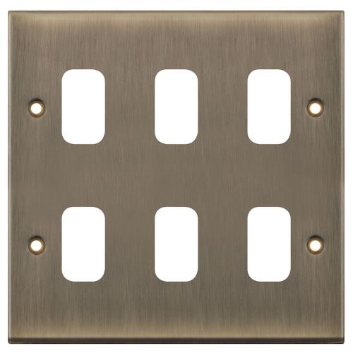 6 Aperture Modular Plate  – Antique Brass by Meteor Electrical 