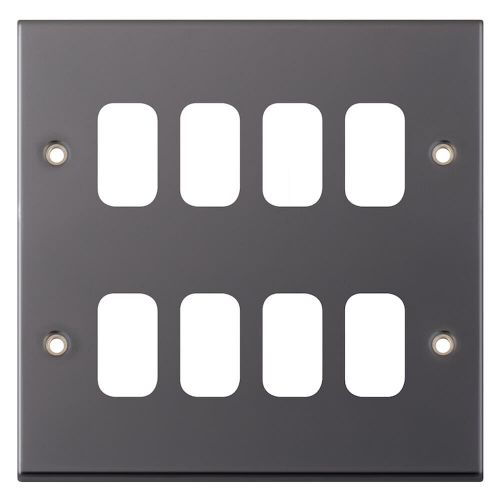  8 Aperture Modular Plate – Black Nickel by Meteor Electrical 