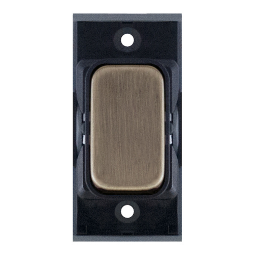 Selectric 10A Retractive Modular Switch Antique Brass Black Insert