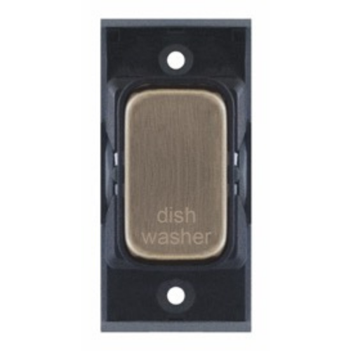 Selectric 20 Amp DP Modular Switch Engraved "Dish Washer" Antique Brass w/ Black Insert
