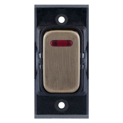 20 Amp DP Modular Switch with Neon – Antique Brass with Black Insert with Meteor Electrical 