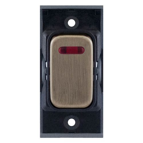 20 Amp DP Modular Switch with Neon – Antique Brass with Black Insert with Meteor Electrical 