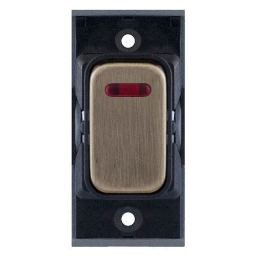 20 Amp DP Modular Switch with Neon – Antique Brass with Black Insert with Meteor Electrical 